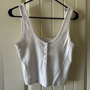 Abercrombie White Ribbed Henley Tank